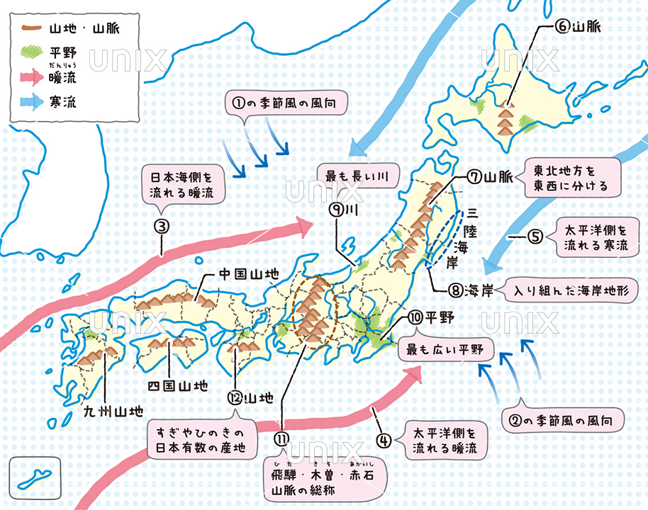 日本地図ゆるいタッチ