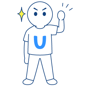 ガッツポーズをとるユニックスくん